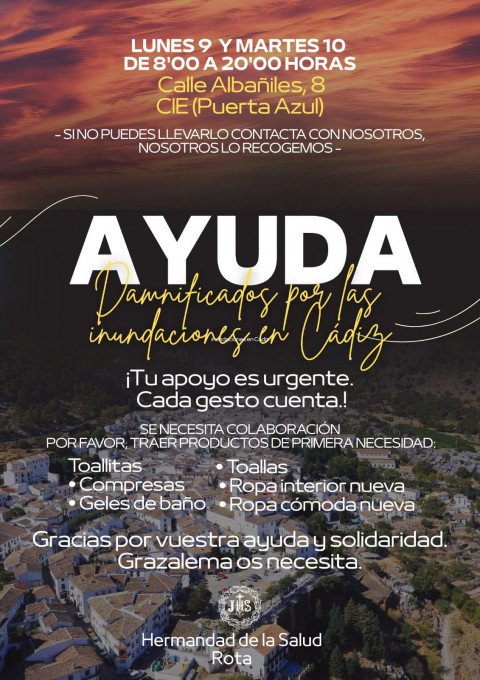 La Hermandad de la Salud se suma a la recogida de ayuda para los vecinos de Grazalema