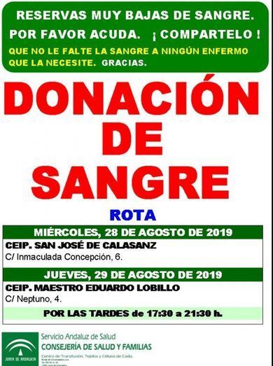 Dos citas para todos aquellos que quieran acudir a donar sangre