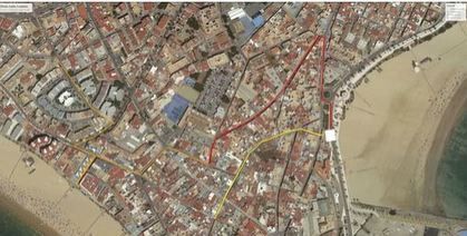 Plano de las tuberías en algunas calles del centro