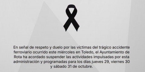 El Ayuntamiento de Rota suspende sus actividades hasta el 31 de octubre en se&ntilde;al de duelo por el tr&aacute;gico accidente de tren en Toledo